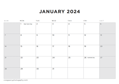 2024 Oceania Calendar