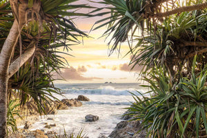Window to Byron Bay Photographic Print - a scenic view of the ocean from a rocky cliff